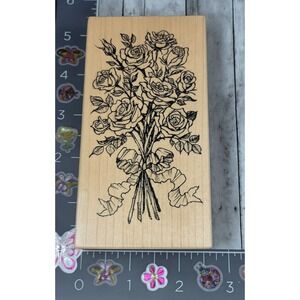 PSX Designs K1628 Rose Bouquet 1995 Flowers Rubber Stamp Wood #O53